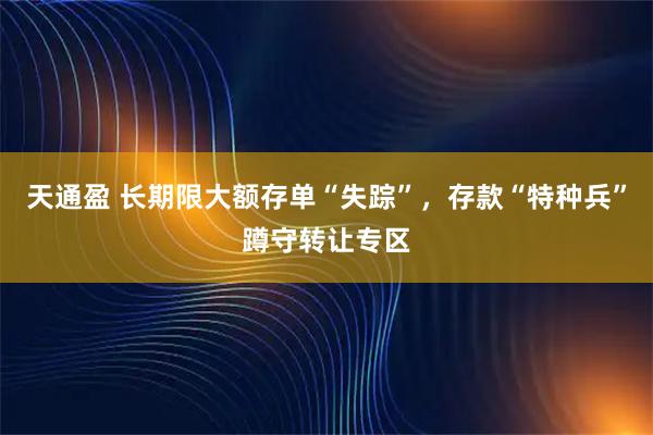 天通盈 长期限大额存单“失踪”，存款“特种兵”蹲守转让专区